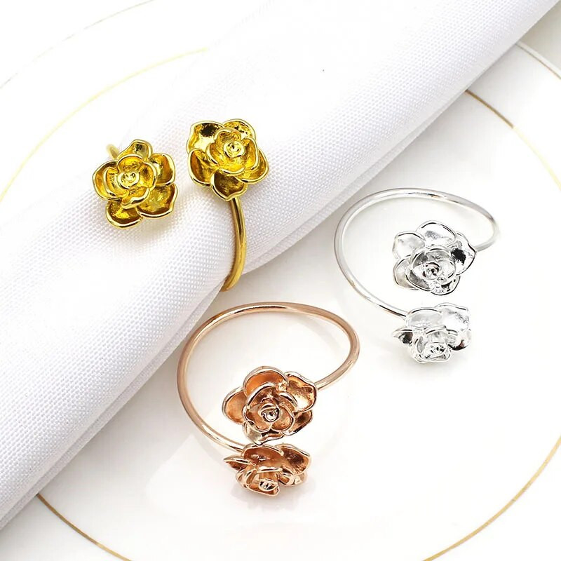 10gab/partija rozā salvešu gredzens atvērta salvete sprādze salvešu gredzens sakausējums mute auduma gredzens salvešu gredzeni kāzām