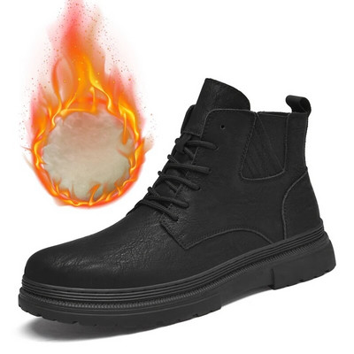 Μποτάκια ταξιδιού εξωτερικού χώρου Ανδρικά ζεστά βελούδινα μποτάκια Αντιολισθητικές μπότες χιονιού Tooling Πολυτελή μάρκα μπότες Walk Υποδήματα