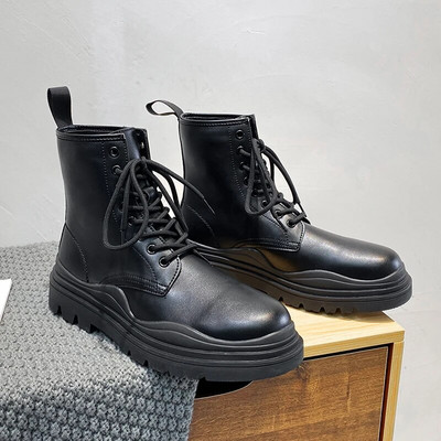 Ziemas augstas kvalitātes Chelsea vīriešu zābaki šņorzābaki ar augstu augšdaļu ādas zābaki bieza zole apaļa purngala dzeltena zaļa zole motociklistu zābaki