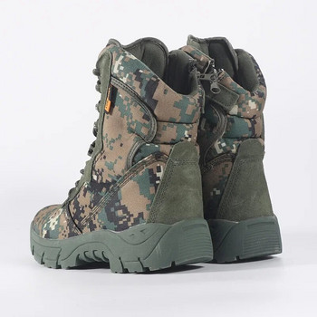 Мъжки туристически обувки на открито Модни спортни армейски зелени камуфлажни джунгла Офроуд военни ботуши против хлъзгане Снежни обувки, устойчиви на износване