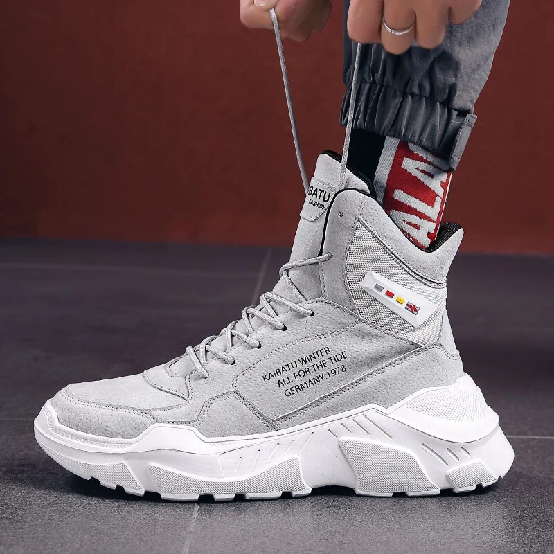 Vīriešu ziemas rudens Sniega zābaki Silti potītes Ikdienas apavi ar augstu augšdaļu, kuplas kedas Vīriešu āra apavi Viegli vīriešu apavi ar biezu apakšu