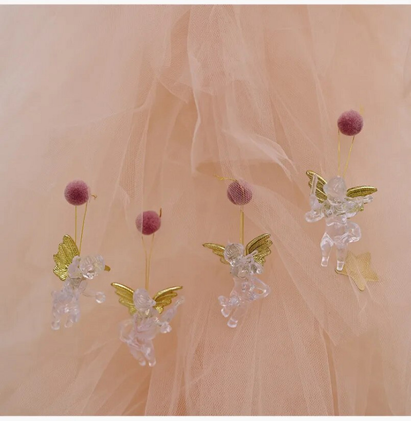 4gab/komplekts Ziemassvētku rotājums Golden Wings Caurspīdīgs eņģeļa piekarināms rotājuma kulons Ziemassvētku eglītes Jaungada ballīšu dekoriem