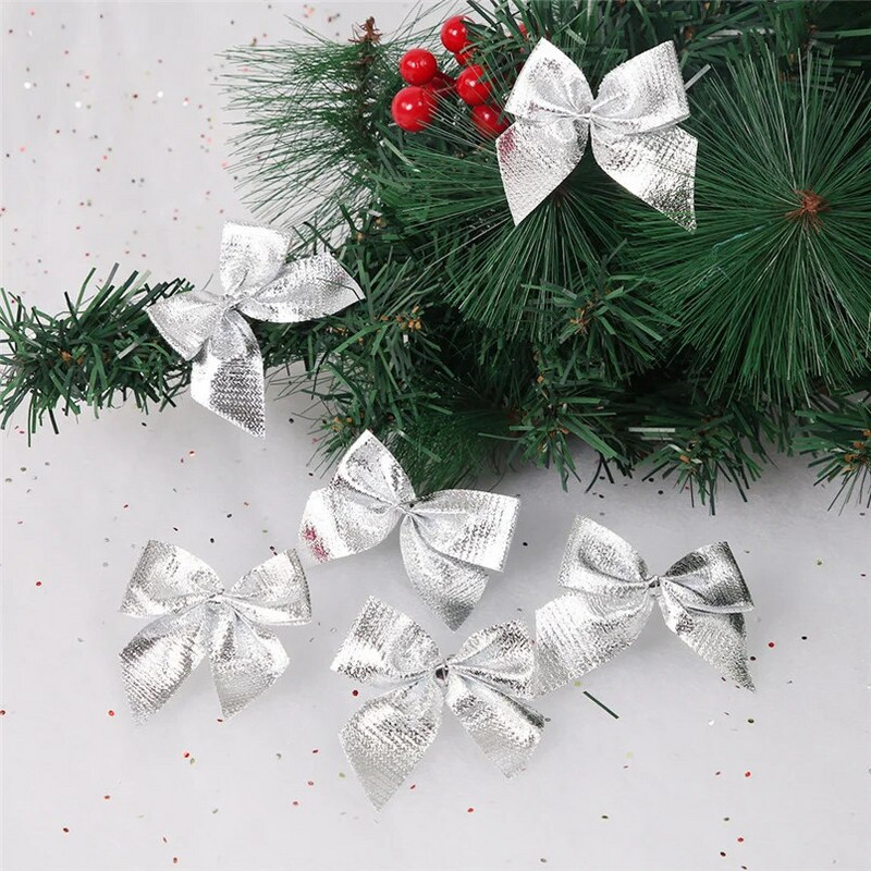 12GAB Ziemassvētku eglītes piekarināms kulons Krāsaini Ziemassvētku mini bantītes Ziemassvētku eglīšu rotājumiem Bērniem Dāvanas Amatniecība