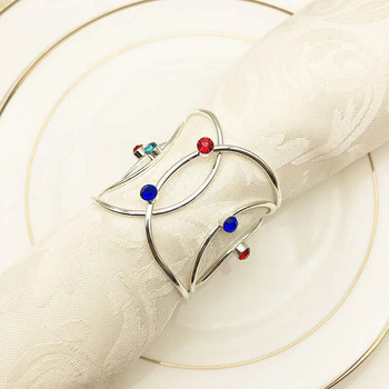 6 бр./лот Хотелски западен пръстен за салфетки Метална катарама за салфетки с диамантен пръстен от плат за уста, подходящ за сватбено празнично парти