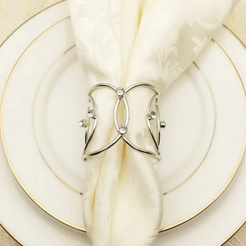 6 бр./лот Хотелски западен пръстен за салфетки Метална катарама за салфетки с диамантен пръстен от плат за уста, подходящ за сватбено празнично парти