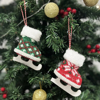 2023 Весела Коледа Мини кънки за лед Обувки Декорации за дома Висящи висулки Орнаменти за коледно дърво Noel Нова година 2024 Подарък за дете