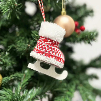 2023 Весела Коледа Мини кънки за лед Обувки Декорации за дома Висящи висулки Орнаменти за коледно дърво Noel Нова година 2024 Подарък за дете