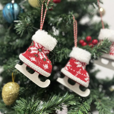 Boldog karácsonyt 2023 Mini korcsolya Cipő Díszek Otthon Akasztható medálok Karácsonyfa díszek Noel újév 2024 gyerekajándék