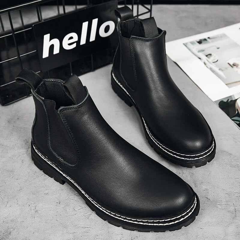 Itaalia Luksuslikud Nahast Meestesaapad Talvised Välisaapad Elegantsed Disainer Meeste Kingad Mugavus Soe Chelsea Saapad