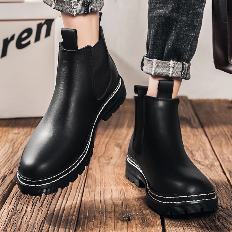 Itaalia Luksuslikud Nahast Meestesaapad Talvised Välisaapad Elegantsed Disainer Meeste Kingad Mugavus Soe Chelsea Saapad