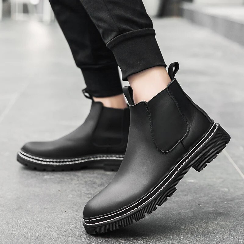 Itaalia Luksuslikud Nahast Meestesaapad Talvised Välisaapad Elegantsed Disainer Meeste Kingad Mugavus Soe Chelsea Saapad