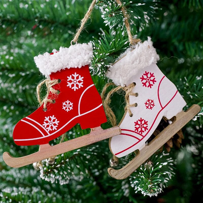 1PC Коледни мини скейт декоративни орнаменти Коледна елха Декорация Коледа Нова година Творческа картина на дърво Скейт Орнамент