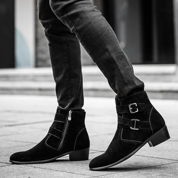 Νέα επώνυμα ανδρικά παπούτσια με φερμουάρ με φερμουάρ σχεδιαστών Botas Botas Frosted Trend Casual Luxury Fashion High-top Chelsea μποτάκια