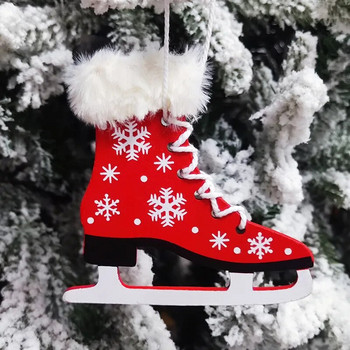 Χριστουγεννιάτικα Ξύλινα Παπούτσια Παπούτσια Κρεμαστό στολίδι, Μενταγιόν με Κουδούνι, Διακόσμηση Χριστουγεννιάτικου Δέντρου, Διακόσμηση σπιτιού，1 τεμ.