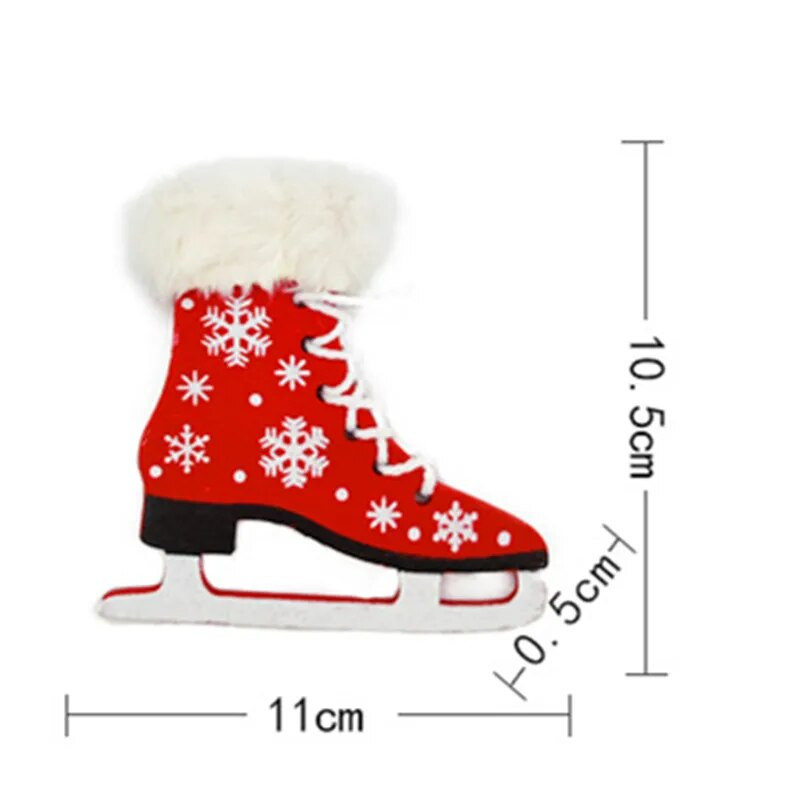 Jõulupuidust uisukingad rippuvad kaunistused, kellukesega ripats, jõulupuu kaunistus, kodukaunistus, 1 tk