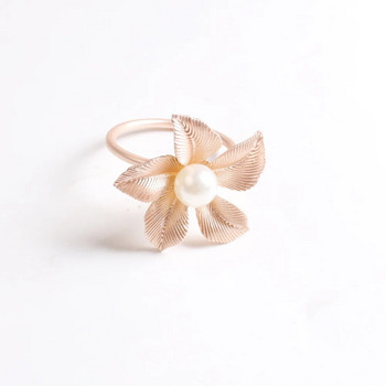 6 τμχ/παρτίδα Απλό μοντέρνο δαχτυλίδι χαρτοπετσέτας μεταλλικό επιμεταλλωμένο λουλούδι δαχτυλίδι χαρτοπετσέτας κατάλληλο για διακόσμηση γαμήλιων γιορτών