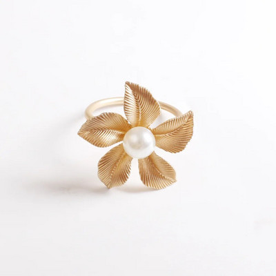 6gab/partija Vienkāršs modes salvešu gredzens ar metāla pārklājumu ziedu salvešu gredzens, kas piemērots kāzu svētku ballīšu dekorēšanai