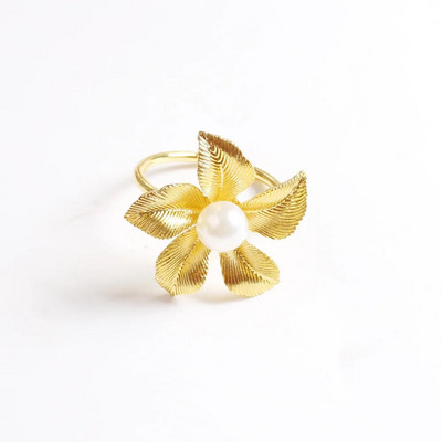 6gab/partija Vienkāršs modes salvešu gredzens ar metāla pārklājumu ziedu salvešu gredzens, kas piemērots kāzu svētku ballīšu dekorēšanai