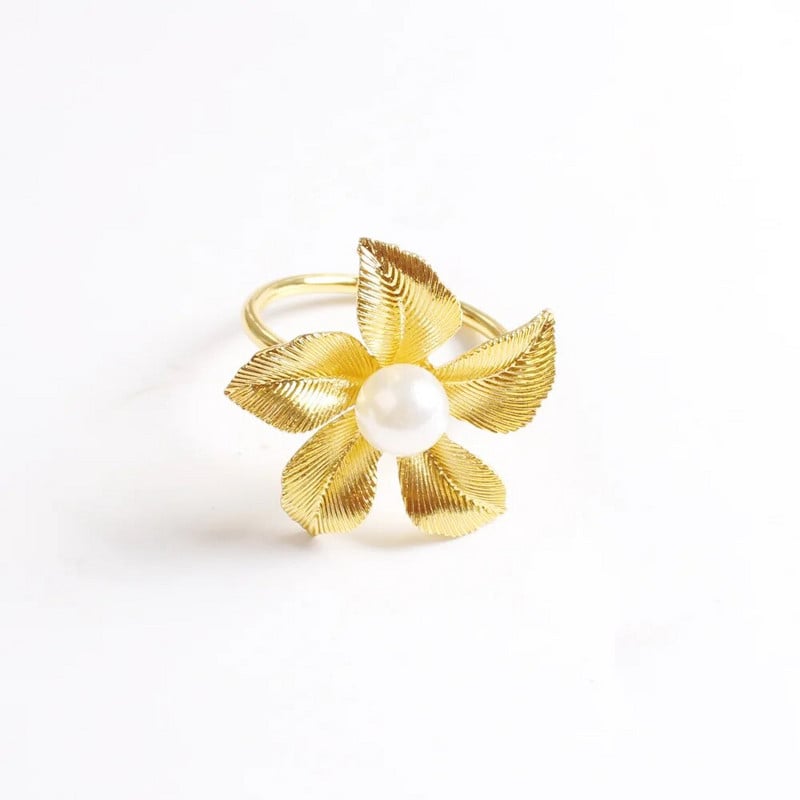 6gab/partija Vienkāršs modes salvešu gredzens ar metāla pārklājumu ziedu salvešu gredzens, kas piemērots kāzu svētku ballīšu dekorēšanai