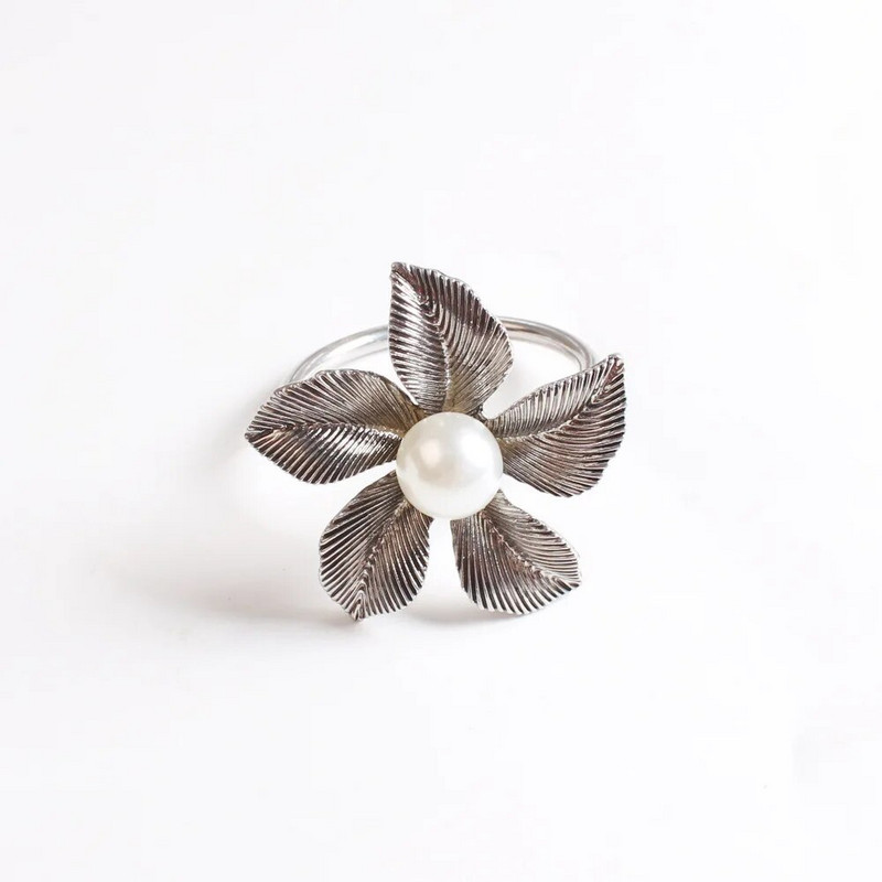 6gab/partija Vienkāršs modes salvešu gredzens ar metāla pārklājumu ziedu salvešu gredzens, kas piemērots kāzu svētku ballīšu dekorēšanai