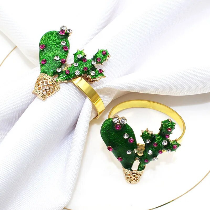 6tk/partii Uus simulatsioonikaktuse salvrätikurõngas roheline salvrätikupandla sulamist salvrätikurõngas