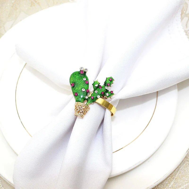 6tk/partii Uus simulatsioonikaktuse salvrätikurõngas roheline salvrätikupandla sulamist salvrätikurõngas