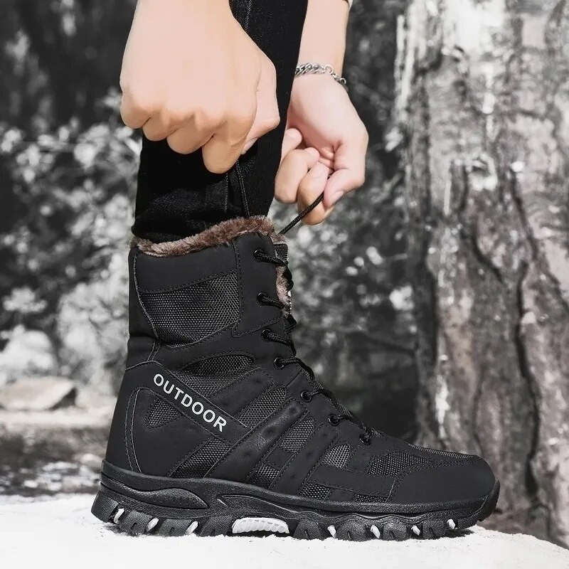 Brändi Talvised Meeste Saapad Paks Plush Soe Lumesaapad Nööriga Meeste Poolsaapad Välistingimustes Veekindlad Meeste Mootorrattasaapad Suurus 47