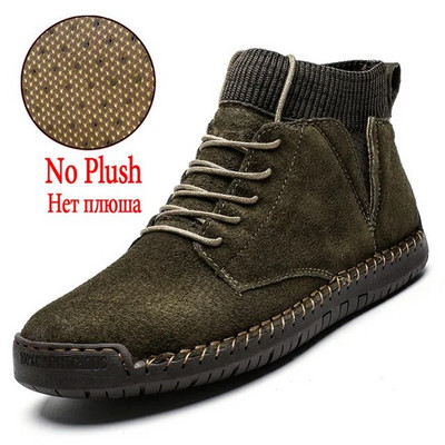 Zīmolu vīriešu sniega zābaki Ziemas plīša silti vīriešu motociklu zābaki Neslīdoši ādas vīriešu sniega zābaki rudens vīriešu darba apavi Karstā izpārdošana