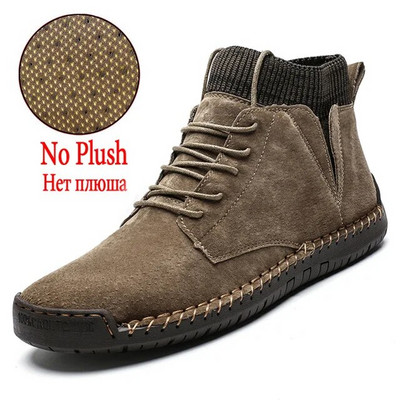 Zīmolu vīriešu sniega zābaki Ziemas plīša silti vīriešu motociklu zābaki Neslīdoši ādas vīriešu sniega zābaki rudens vīriešu darba apavi Karstā izpārdošana