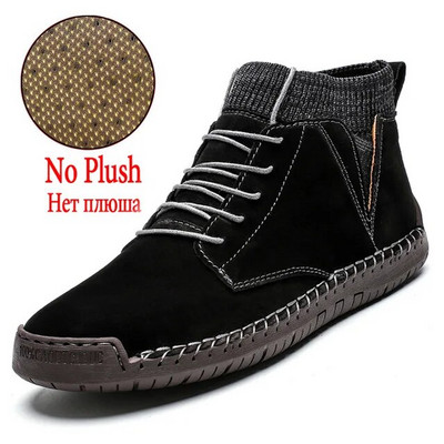 Zīmolu vīriešu sniega zābaki Ziemas plīša silti vīriešu motociklu zābaki Neslīdoši ādas vīriešu sniega zābaki rudens vīriešu darba apavi Karstā izpārdošana