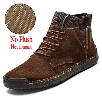 Zīmolu vīriešu sniega zābaki Ziemas plīša silti vīriešu motociklu zābaki Neslīdoši ādas vīriešu sniega zābaki rudens vīriešu darba apavi Karstā izpārdošana