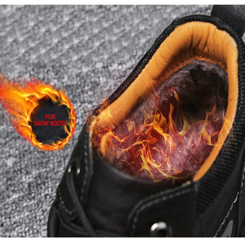 Zīmolu vīriešu sniega zābaki Ziemas plīša silti vīriešu motociklu zābaki Neslīdoši ādas vīriešu sniega zābaki rudens vīriešu darba apavi Karstā izpārdošana