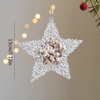 Ziemassvētku sniegpārsla Ziemassvētku eglītes lāses rotājums aļņa kristāla piekarināmais kulons Brieža sniega vainaga piekari Priecīgus Ziemassvētkus Jaungada dekors