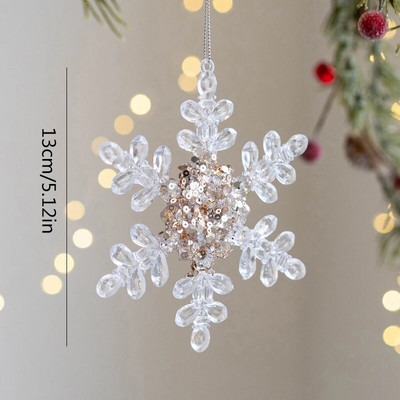 Ziemassvētku sniegpārsla Ziemassvētku eglītes lāses rotājums aļņa kristāla piekarināmais kulons Brieža sniega vainaga piekari Priecīgus Ziemassvētkus Jaungada dekors