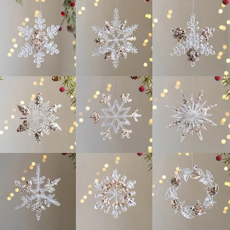 Ziemassvētku sniegpārsla Ziemassvētku eglītes lāses rotājums aļņa kristāla piekarināmais kulons Brieža sniega vainaga piekari Priecīgus Ziemassvētkus Jaungada dekors