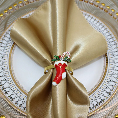 6Gb Jingle Bell salvešu turētāja gredzeni Ziemassvētku kāzu Jaungada svētku ballītēm Kāzu pusdienu galda dekorēšana HWC29