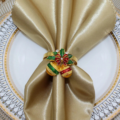 6Gb Jingle Bell salvešu turētāja gredzeni Ziemassvētku kāzu Jaungada svētku ballītēm Kāzu pusdienu galda dekorēšana HWC29