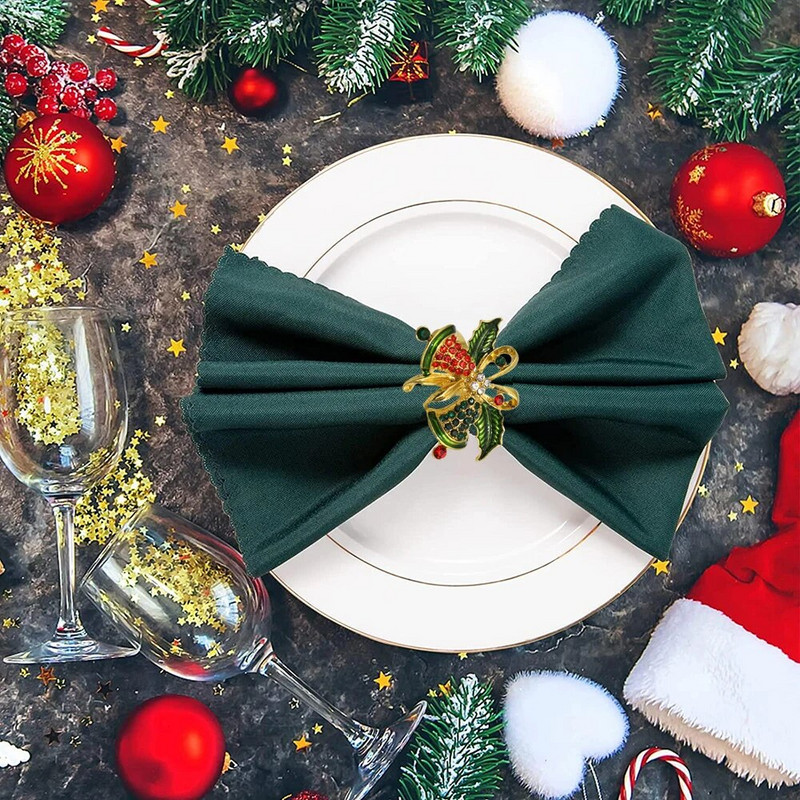 6Gb Jingle Bell salvešu turētāja gredzeni Ziemassvētku kāzu Jaungada svētku ballītēm Kāzu pusdienu galda dekorēšana HWC29