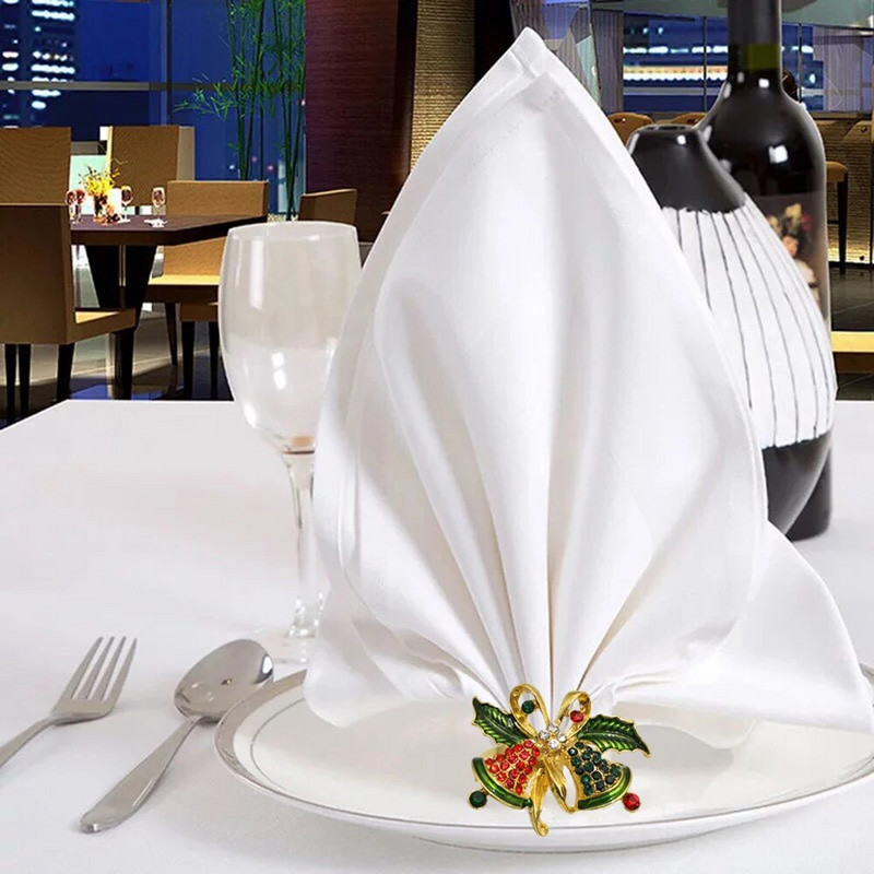 6Gb Jingle Bell salvešu turētāja gredzeni Ziemassvētku kāzu Jaungada svētku ballītēm Kāzu pusdienu galda dekorēšana HWC29