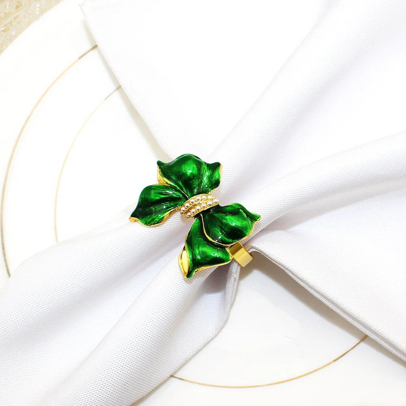 4Gb Bowknot dizaina salvešu gredzeni 5 krāsu loku salvešu gredzenu turētājs kāzu ballītei svētku banketam Ziemassvētku galda dekors ERP53