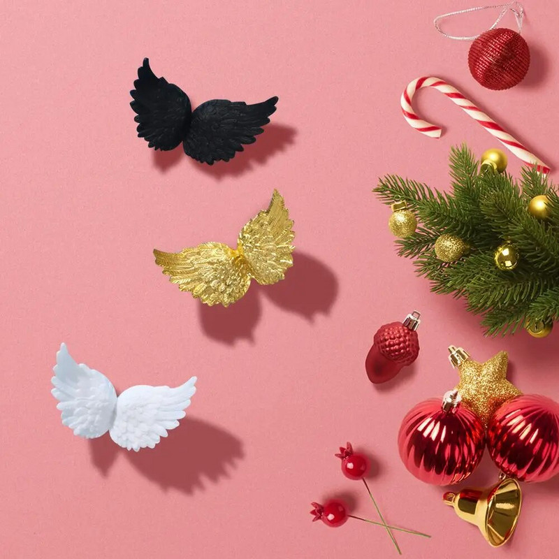 Mini daudz laimes dzimšanas dienā DIY Amatniecības foto rekvizīti Kūkas dekors Plastmasas eņģeļu spārni Ziemassvētku ballītes rotājumi Ziemassvētku eglīšu rotājumi