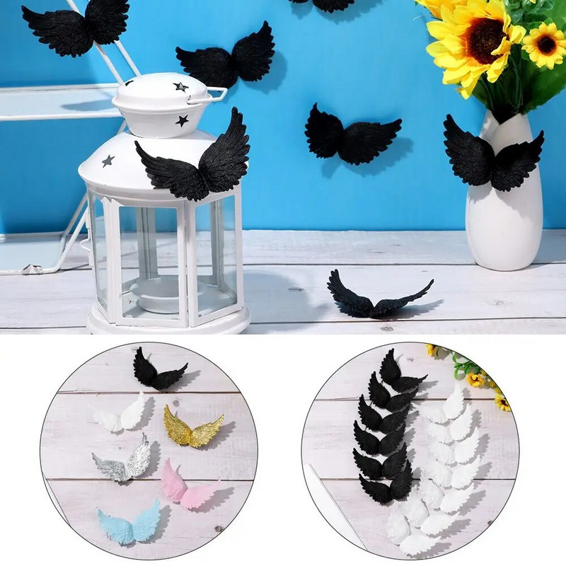 Mini daudz laimes dzimšanas dienā DIY Amatniecības foto rekvizīti Kūkas dekors Plastmasas eņģeļu spārni Ziemassvētku ballītes rotājumi Ziemassvētku eglīšu rotājumi