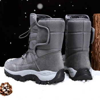 Нови мъжки ботуши за открито Зимни ботуши за сняг за мъже Обувки Плътен плюш Водоустойчиви Устойчиви на приплъзване Топли зимни обувки Плюс размер 46
