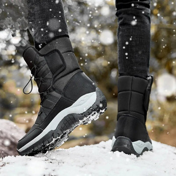 Νέες ανδρικές μπότες εξωτερικού χώρου Χειμερινές μπότες χιονιού για ανδρικά παπούτσια Χοντρά βελούδινα αδιάβροχα αντιολισθητικά παπούτσια Keep ζεστά χειμερινά παπούτσια Plus Size 46
