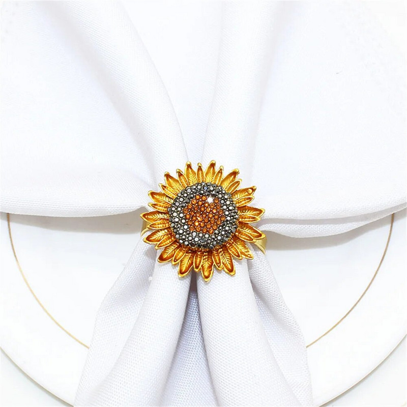 12 db őszi szalvéta gyűrűk strasszos napraforgó szalvéta gyűrűtartó őszi hálaadás esküvői születésnapi asztaldísz ERF82