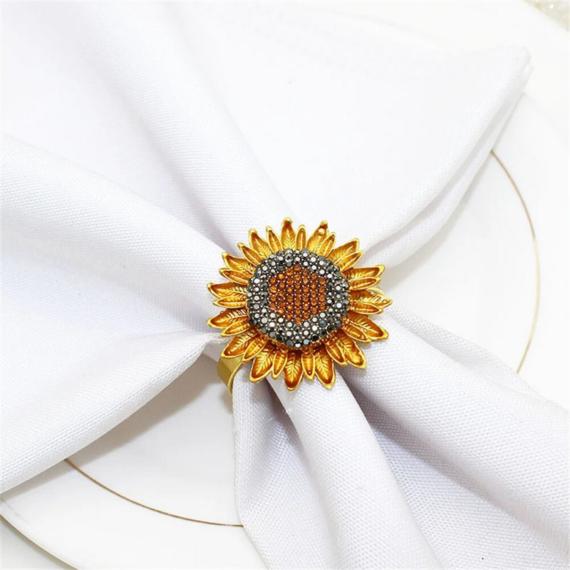 12 db őszi szalvéta gyűrűk strasszos napraforgó szalvéta gyűrűtartó őszi hálaadás esküvői születésnapi asztaldísz ERF82