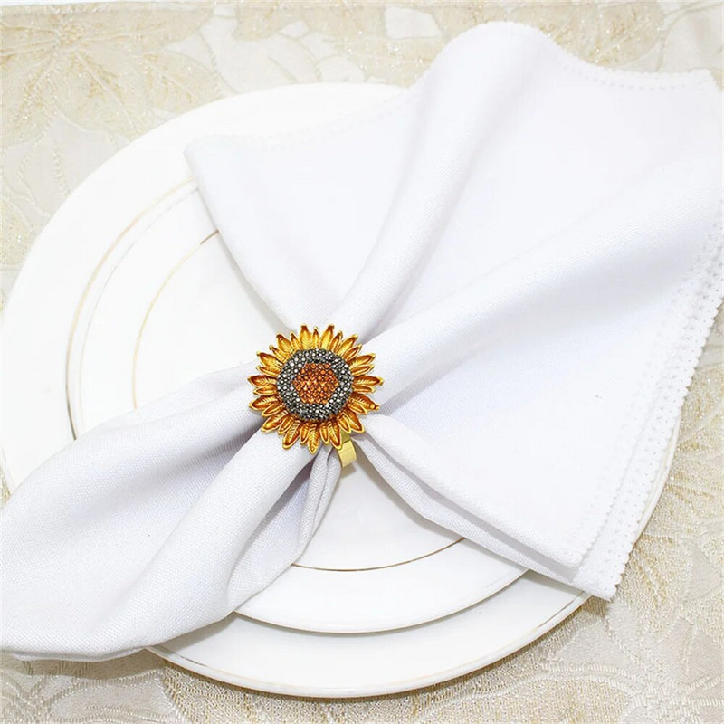 12 db őszi szalvéta gyűrűk strasszos napraforgó szalvéta gyűrűtartó őszi hálaadás esküvői születésnapi asztaldísz ERF82