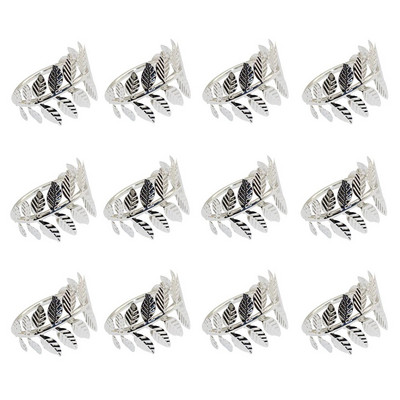 12Gb Lapu formas salvešu gredzeni Sudraba salvešu turētājs dzimšanas dienai Ziemassvētki Lieldienas rudens Helovīns Pateicības galda dekors HWL89