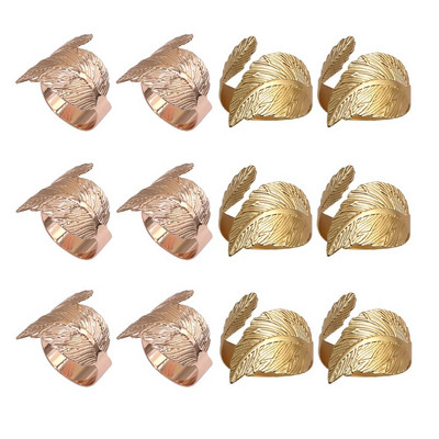 12Gb Lapu formas salvešu gredzeni Sudraba salvešu turētājs dzimšanas dienai Ziemassvētki Lieldienas rudens Helovīns Pateicības galda dekors HWL89