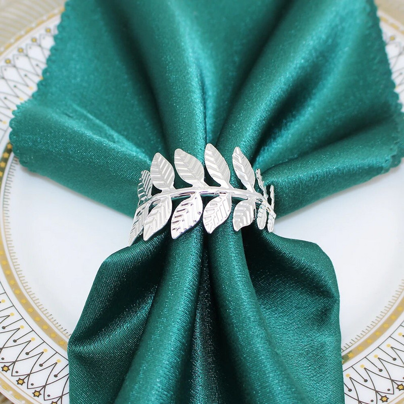 12Gb Lapu formas salvešu gredzeni Sudraba salvešu turētājs dzimšanas dienai Ziemassvētki Lieldienas rudens Helovīns Pateicības galda dekors HWL89